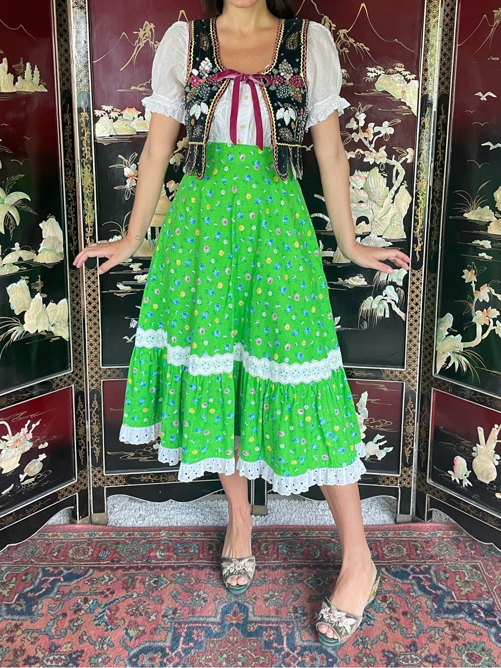 1970s Cottagecore midi skirt